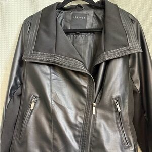 Therapy Moto Faux Leather Jacket with Ribbed Panels